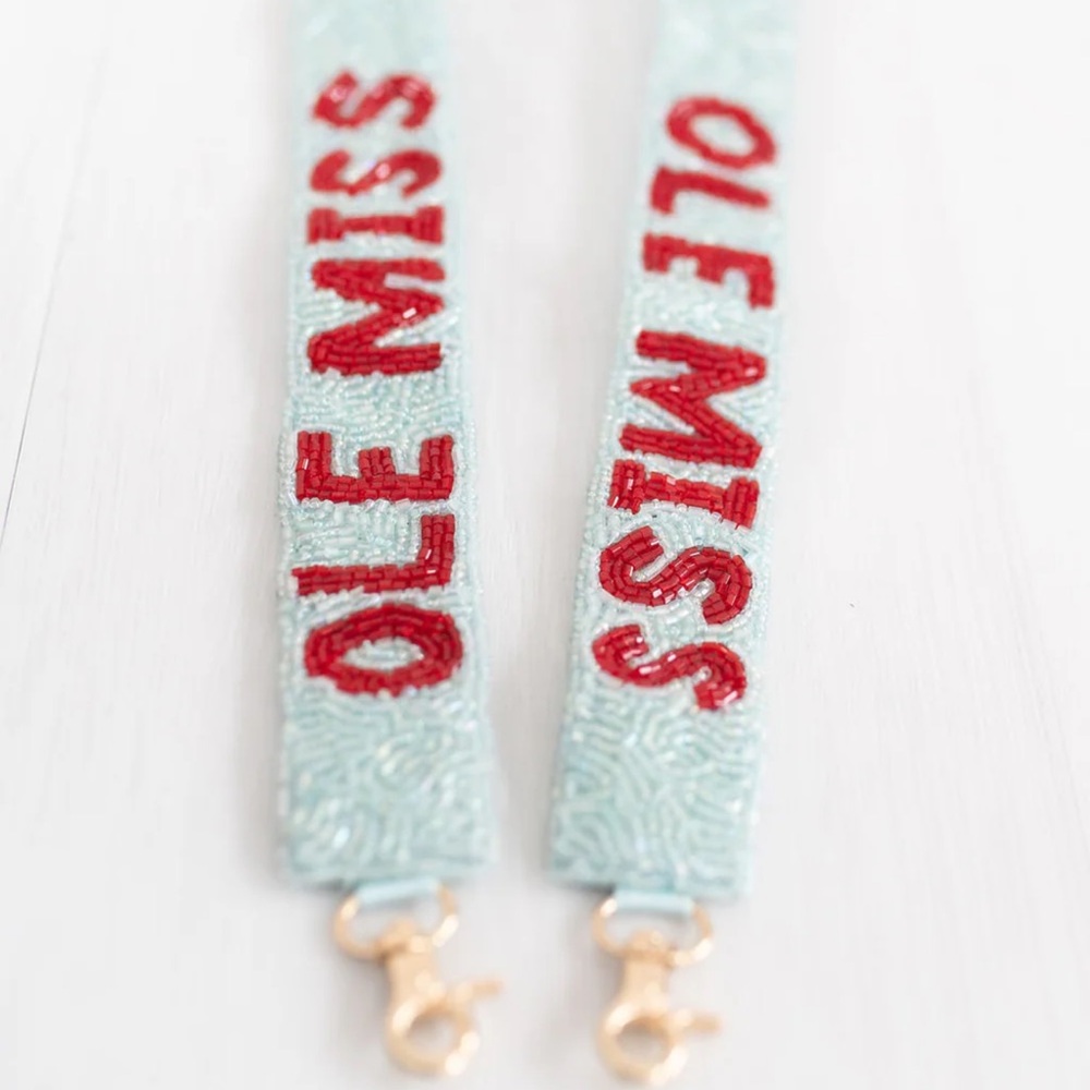 Ole Miss Hand Beaded Game day Purse Strap